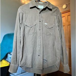 Light Brown Corduroy Button Down Shirt